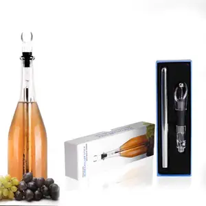 와인 냉각기 선물 세트 와인 병 푸어 스토퍼 304 스테인레스 스틸 와인 냉각기 스틱 세트