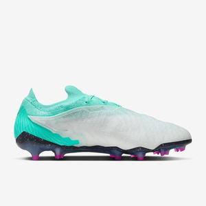 Lace Up Low <b>Ankle</b> Soccer Cleats Cyan <b>White</b> Gradient Knit Upper With Pink Studs Firm Ground Football <b>Boots</b> - Product Image 3