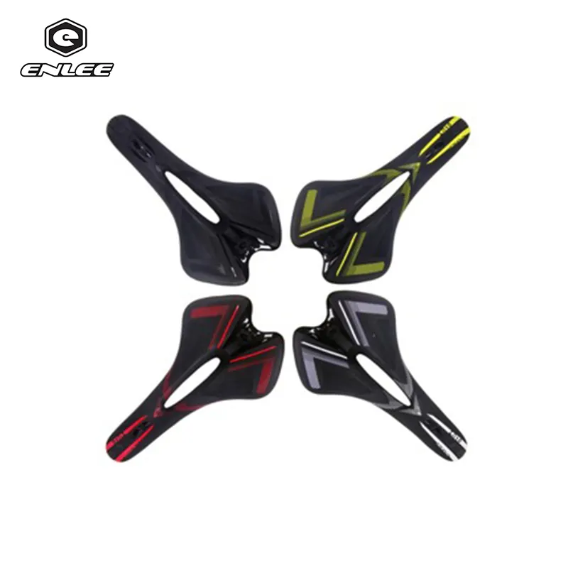 ENLEE Mountain Road Bike Saddle Comfort Sponge Cycling Cushion Seat PU Leather Bicycle Hollow Seat