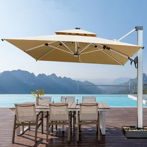 <span class=keywords><strong>Parasol</strong></span> de jardin à double tirant diagonaux, dernière conception, 3,5x3,5m, 3x4m, avec éclairage solaire et port USB - Product Image 4