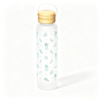 Bouteille d'eau en verre de luxe 550 ml avec impression personnalisée sur toute la surface et effet de surface en silicone doux au toucher