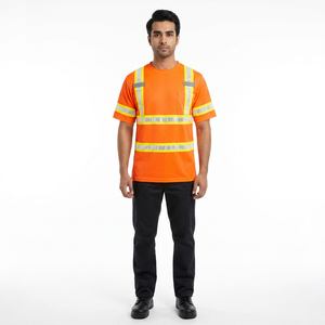 Camiseta de seguridad reflectante de alta visibilidad para hombre, de buena calidad, 100% algodón, para trabajo, OEM. - Product Image 1