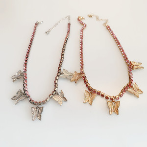 Collar de Mariposa, Cadena de Plata y Oro con Diamantes, Joyería de Moda para Fiestas, Diseño Geométrico, Origen Yiwu - Product Image 3