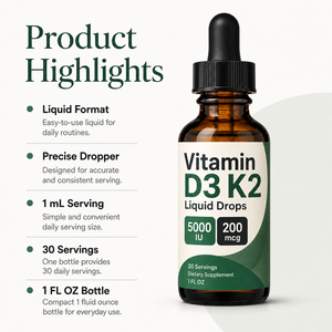 Complément Alimentaire Premium Mk7 10000 UI Vitamine D3 K2 100 000 UI/g Liquide Oral Améliore la Densité Osseuse Non Destiné aux Nouveau-nés - Product Image 2