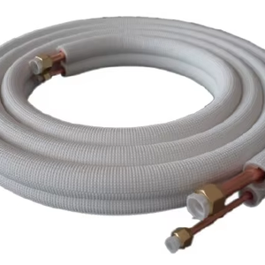 Juego de Tubos de Cobre Preaislados de 1/4\" y 3/8\" para Aire Acondicionado <span class=keywords><strong>Split</strong></span>, Tubería de Refrigeración R410A de 25 pies - Product Image 1
