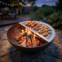 Nouvelle Fontaine à Feu Portable en Acier Carbone pour Extérieur, Barbecue de Jardin, Chauffage et Gril pour Camping