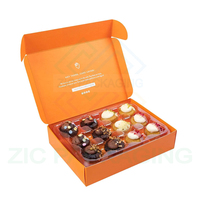 Nouvelle boîte d'emballage en carton ondulé personnalisée pour biscuits et brownies, design orange, avec séparateur