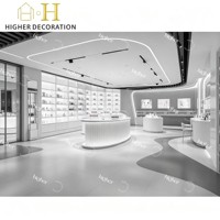 Présentoir cosmétique de style minimaliste futuriste, étagère de présentation zonée, vitrine de présentation de produits cosmétiques