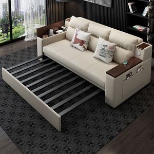 Solid Wood <b>Folding</b> <b>Sofa</b> Bed Dual Purpose Multifunctional Fabric Couch With Storage Washable Cover For Small Living Room - Product Image 2