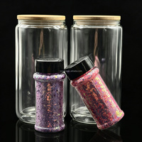 Kit de fournitures DIY pour gobelet en verre boule à neige de 16 oz avec enveloppes UV DTF pour tasses, bouteille en verre à paillettes pour cadeaux artisanaux de fêtes, entrepôts américains