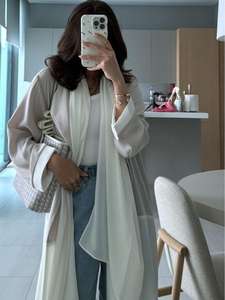 Conjunto de Abaya con Bloques de Color y Solapa, con Hiyab, Ropa Tradicional Elegante y Modesta, Suministro ODM para Ramadán, Todas las Estaciones, Uso Diario - Product Image 3