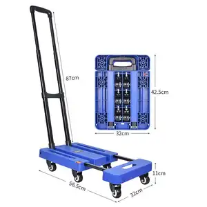 Tongshunfa Maatwerk Heavy Duty 600lbs Dolly Kar Draagbare 6 Wielen Inklapbare Bagage Kar Opvouwbare Hand Truck