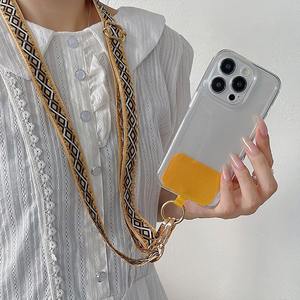 Alça Larga de Celular Transversal em Corda Estilo Boêmio Robusta e Durável Alça de Pescoço para Câmera Unissex com Patch para Capa de Celular - Product Image 3