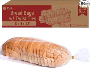 <b>Bread</b> <b>Bags</b> with Ties | 8 x 4 x 18" | 250 Pack (250 Twist Ties) | Bulk <b>Bags</b> for Homemade <b>Bread</b> Bakery Loaf Packing Clear Lar - Product Image 5