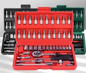 46-piece 1/4-inch Socket Ratchet Wrench Set With Metric Bit Extensions Hand <b>Tool</b> Set for Home Auto Repair BM-32 Combination <b>Tool</b> - Product Image 6