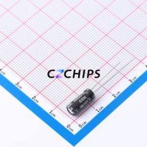 Condensateur électrolytique en aluminium à montage traversant 152EC0403, composant à montage traversant THT, D5xL11mm 100uF 20% 25V 151mA-100kHz - Product Image 2