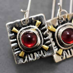 Orecchini rotondi rossi da donna, stile vintage color block, accessori per l'orecchio da indossare tutti i giorni - Product Image 4