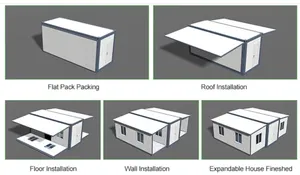  豪華なプレハブ住宅キッチン付きバスルーム拡張可能なコンテナハウスオフィス