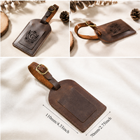 Étiquette de bagage portable en cuir de vachette moderne personnalisée, anti-perte, gravée sur mesure, pour carte d'embarquement et voyages