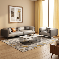 Ensemble de canapés carrés contemporains en similicuir avec fauteuil et ottoman – Mobilier de salon durable pour appartement et hôtel