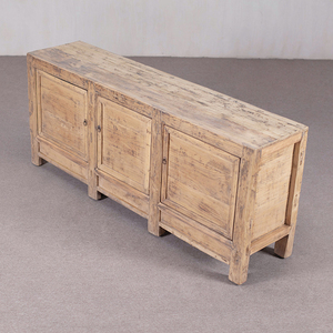 Buffet vintage en <span class=keywords><strong>bois</strong></span> massif vieilli à trois portes, grande capacité, multi-compartiments, meuble de rangement pour la maison - Product Image 4