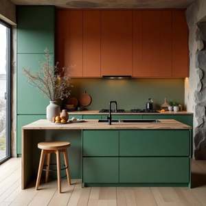 Cuisine américaine de luxe sur mesure, meubles de cuisine, design en placage de bois, armoires de cuisine - Product Image 5