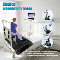Pèse-personne médical pour fauteuil roulant avec écran LCD, mesure automatique de l'IMC, mains courantes antidérapantes et amortissantes, et connexion HIS