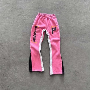 Pantalon évasé coupe ample avec logo imprimé brodé Pantalon empilé à rayures latérales personnalisé Pantalon de survêtement à blocs de couleur avec cordon de serrage pour hommes - Product Image 3