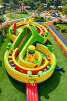 Parcours d'obstacles gonflable pour activités sportives - Matériel PVC, capacité de 1 à 12 personnes, installation facile, château gonflable géant avec toboggan