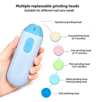 Polisseuse à ongles silencieuse à faible vibration avec 5 têtes de ponçage bleues rigides pour adultes et nourrissons