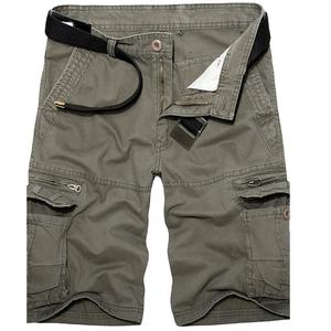 Pantalones cortos casuales tipo cargo para hombre, hechos de lona de algodón orgánico; diseño de cintura alta, color liso, funcionalidad con múltiples bolsillos - Product Image 5