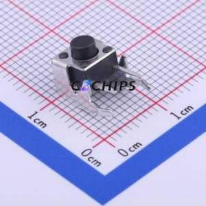 TC-1102N-C-AL-B Tactile Switch Bent Lead Through Hole,6x6mm Switch Single Pole Single Throw Round Button 2.6N Right Angle Insert - Product Image 1