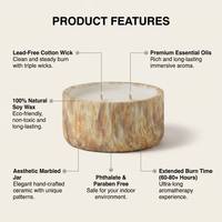 Bougie artisanale en cire de soja texturée marbre de luxe, aromathérapie, décoration moderne pour la maison, vente en gros, marque privée, premium, Pâques, Ramadan