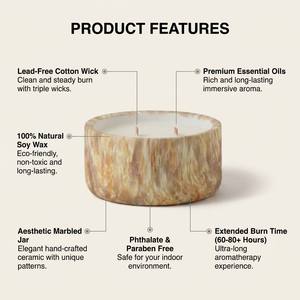 Luxury Marble Textured Scented Soy Wax <b>Candle</b> For Modern Home Decor Wholesale Private Label Premium Stone Jar Gifting <b>Set</b> - Product Image 4