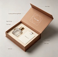 Boîtes cadeaux de luxe pour parfums avec logo personnalisé, en carton rigide brun magnétique, avec insert en tissu doux pour parfum