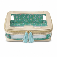 Sac de transport portable en PU pour Mahjong américain, sac de rangement transparent pour tuiles de Mahjong avec tirette à pompon, personnalisation du logo prise en charge