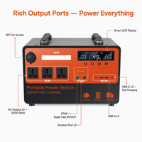 Centrale Électrique Portable MP5 600-1800W 480-2520Wh LiFePO4 Démarrage de Voiture 3 Prises CA 800W Solaire 65W PD 18W QC Port Aviation Camping