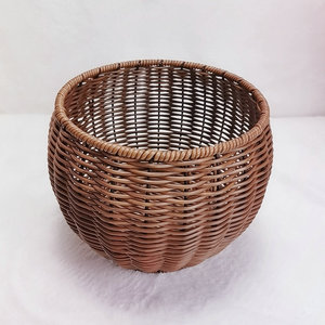 Round Woven Storage <b>Basket</b> Handmade Food Container Fruit Vegetable Snack <b>Basket</b> Desktop Display <b>Basket</b> - Product Image 1