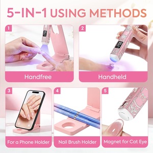 5-in-1 Cute Rabbit UV Nail <b>Lamp</b> Stand, Rechargeable LED Light with 3 Timer Modes, Foldable Stand for Cat Eye & Rhinestone Nails - Product Image 5