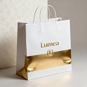 Custom Embossed Gold Stamping <b>Paper</b> Bags <b>Made</b> From White Cardboard for Elegant Gift Packaging - Product Image 3