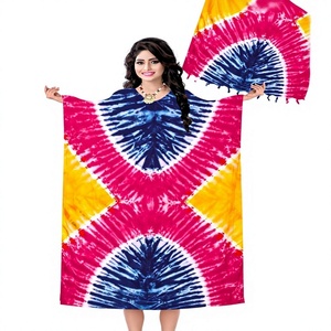 Women Tie Dye <b>Kaftan</b> Dress Bohemian Loose Fit Long <b>Beach</b> Cover Up Vacation Loungewear - Product Image 1