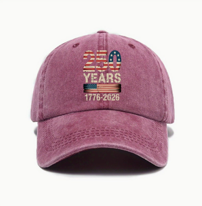 Gorra de Béisbol de Mezclilla Lavada Estilo Vintage, con Estampado Digital del 250 Aniversario de EE. UU., Bandera Americana, Ajustable - Product Image 3