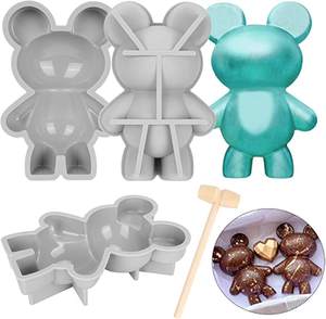 Moldes grandes de silicona <span class=keywords><strong>para</strong></span> Mousse de <span class=keywords><strong>Chocolate</strong></span>, oso de peluche, <span class=keywords><strong>molde</strong></span> de <span class=keywords><strong>Chocolate</strong></span> con martillo de madera, 3d - Product Image 2