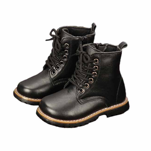 Bottes pour bébé de haute qualité, style britannique, couleur noire, fermeture éclair latérale, lacets, chaussures pour enfants, été, automne, hiver, bottes pour bébé - Product Image 1