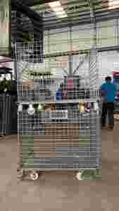 Contenedor de Malla Metálica con Rejilla Galvanizada, Jaula de Almacenamiento Plegable de Alta Resistencia para Logística de Almacén - Product Image 5