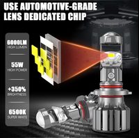 LANSEKO facile à installer lentille de phare LED PL-03 super lumineuse 9005 9006 H7 H4 avec ventilateur pour toutes les ampoules LED de voiture