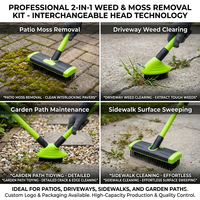 Outil 2-en-1 robuste pour éliminer les mauvaises herbes et les algues, brosse à désherber pour pavés et terrasses avec grattoir, vente en gros OEM