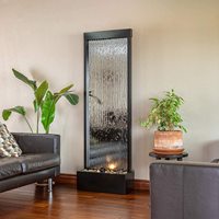 Cascade de Cascade intérieure personnalisée avec lumières LED caractéristique d'eau miroir en acier inoxydable mur de Cascade