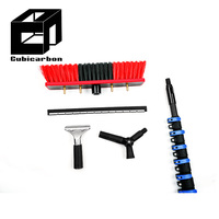 Kit d'accessoires pour brosse télescopique à alimentation en eau en fibre de carbone 3K, système de nettoyage de fenêtres, équipement de nettoyage de panneaux solaires