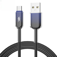 Cable de datos de carcasa antimanchas de PVC trenzado de cristal de hielo PD 60W Cable DE DATOS DE CARGA súper rápida de tipo C para teléfonos móviles